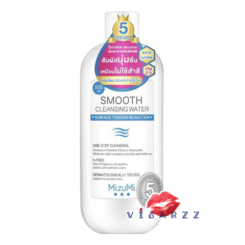 (Cleansing Water 500mL) MizuMi Smooth Cleansing Water มิซึมิ ให้ความรู้สึกนุ่มลื่นเหมือนไม่ได้ใช้สำลี ลดการก่อริ้วรอย