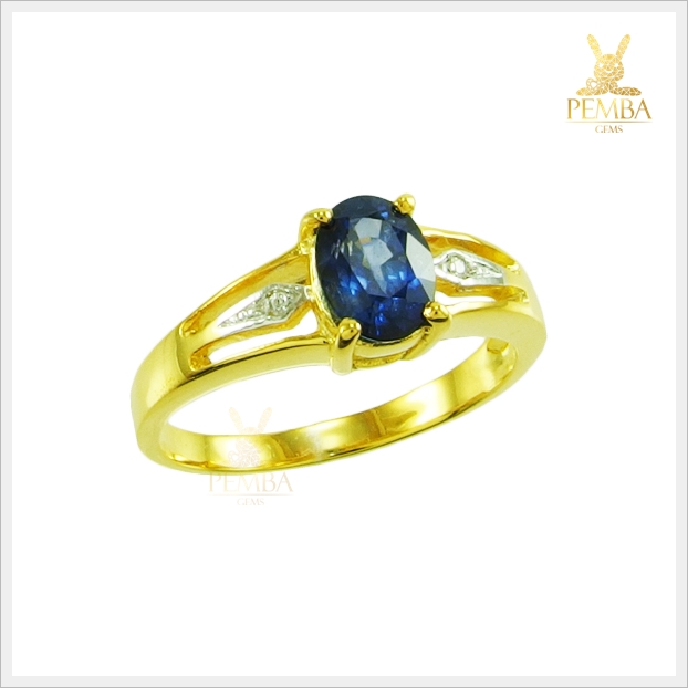 แหวนไพลิน เงินแท้ชุบทอง สวยเก๋ดูมีสไตล์ ใส่ติดนิ้วน่ารักๆ แหวนพลอยแท้