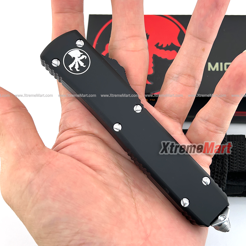 มีดสปริงขนาดกลาง Microtech (New Ultratech) หนึ่งคมหนึ่งหยัก ใบเงิน Combat Troodon 00556 D/E Automatic Knife