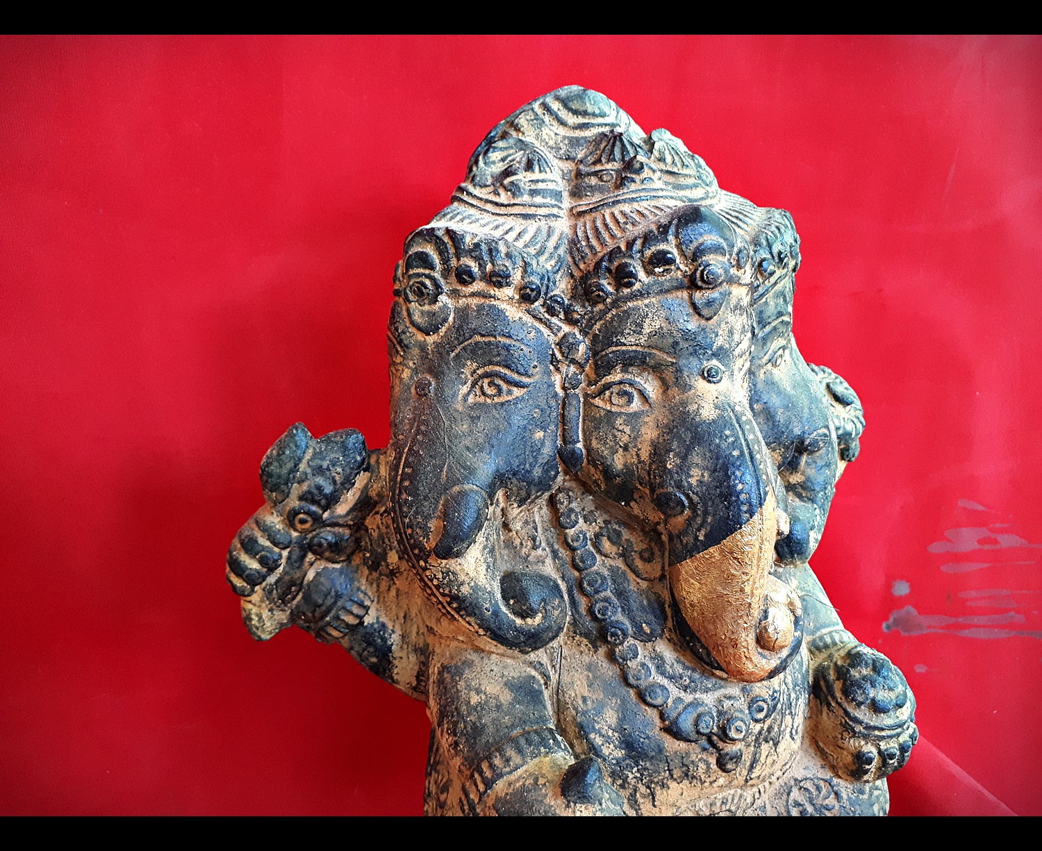 พระพิฆเนศ ปางประทานพร ทำเก่าโบราณ หน้าตัก 9นิ้ว เนื้อหิน