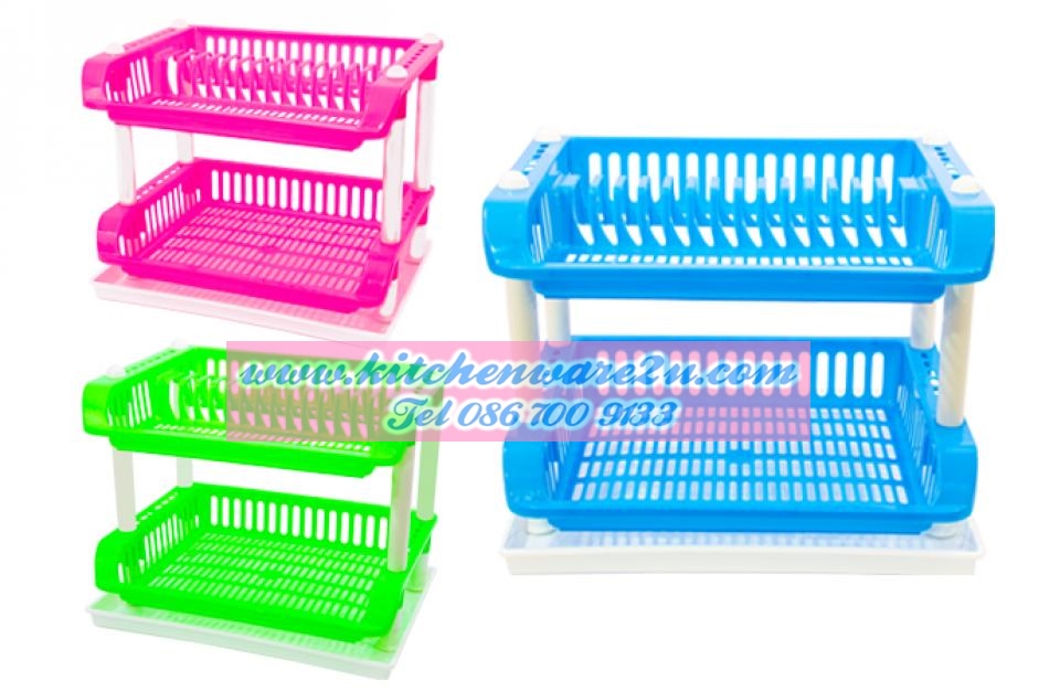 P07165 ชั้นคว่ำจาน เอนกประสงค์ 2 ชั้นพร้อมถาด สีหวาน 9850T ราคาส่งต่อ 1 โหล:12 ชุด: เฉลี่ย 115 บาทต่อชุด