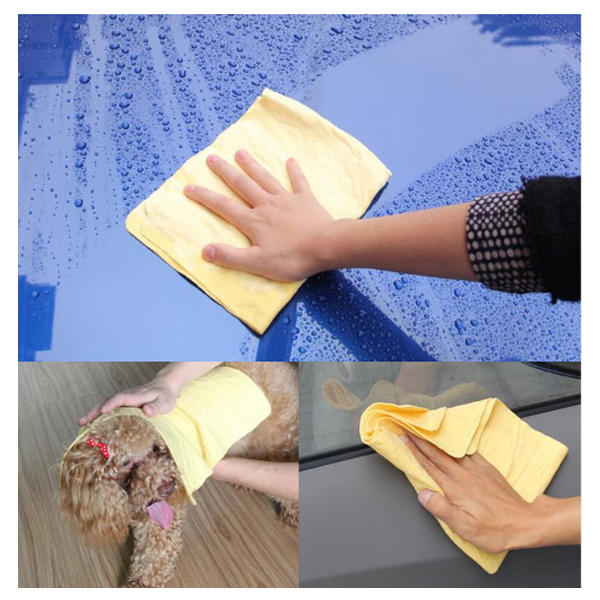 ผ้าชามัวร์ ผ้าเช็ดรถยนต์ ดูดซับน้ำดีมากแห้งเร็ว(สุ่มสี)