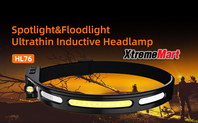 ไฟฉายคาดหัว Superfire HL76 LED + COB แสงขาว + ไฟข้างสีแดง พร้อมระบบ Sensor มือโบกเปิด-ปิด (ชุดละ)