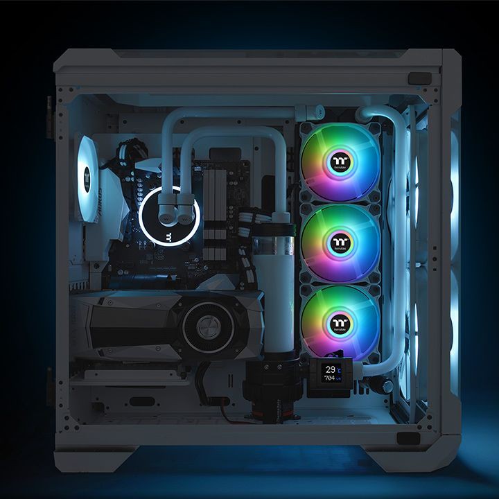 FAN case Thermaltake Pure Duo 12 ARGB Sync Radiator Fan (2-Fan Pack)-White,Black รับประกันศูนย์2ปี #พัดลมเคสคอม