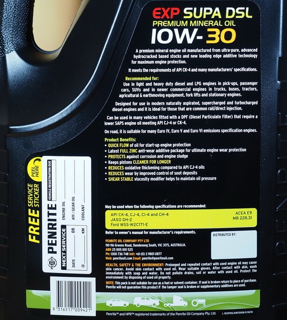 Penrite Supa DSL 10W-30 6+1L ขนาด 1-8 ลิตร