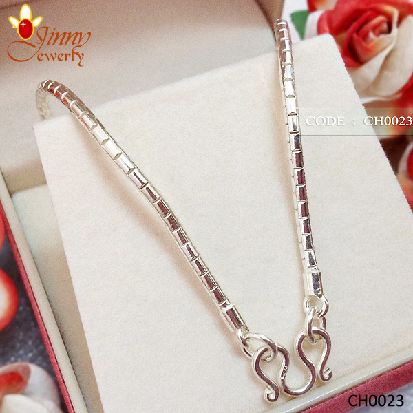 สร้อยคอเงินแท้ สำหรับเด็ก ลายกระดูกงู snake ตัด (งานไทย) 1.5 มิล