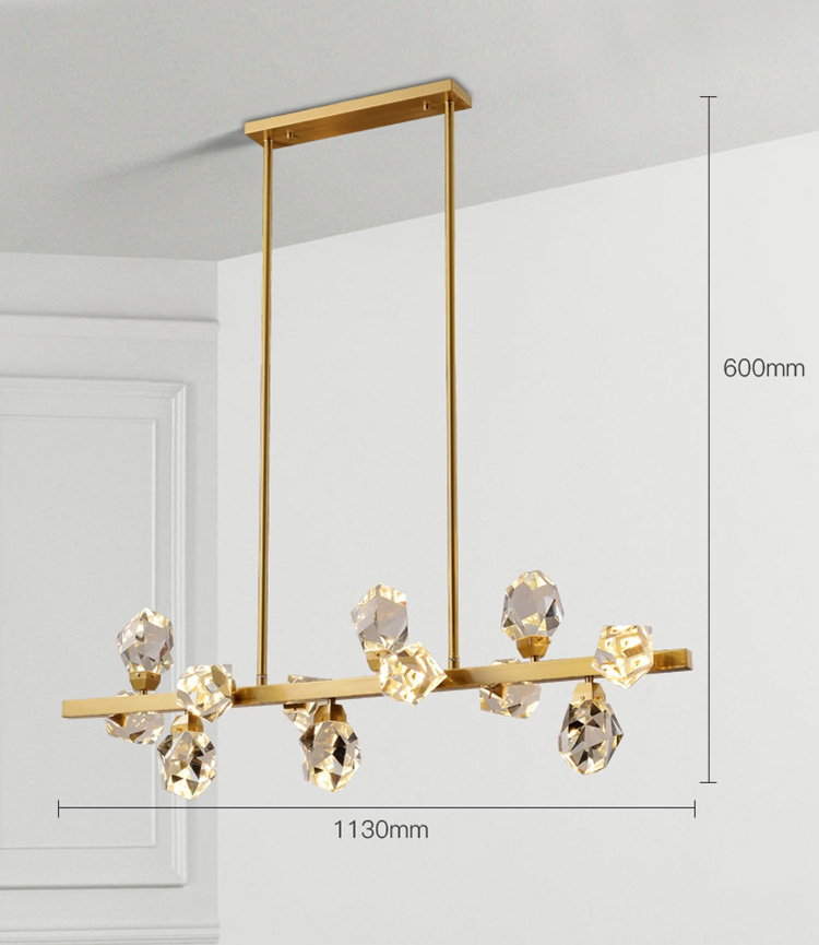 โคมไฟแขวนเพดานโป๊ะโคมทรงเพชรคลิสตัลใสโครงสีทองสไตล์โมเดิร์น Luxury [8367-CRL]