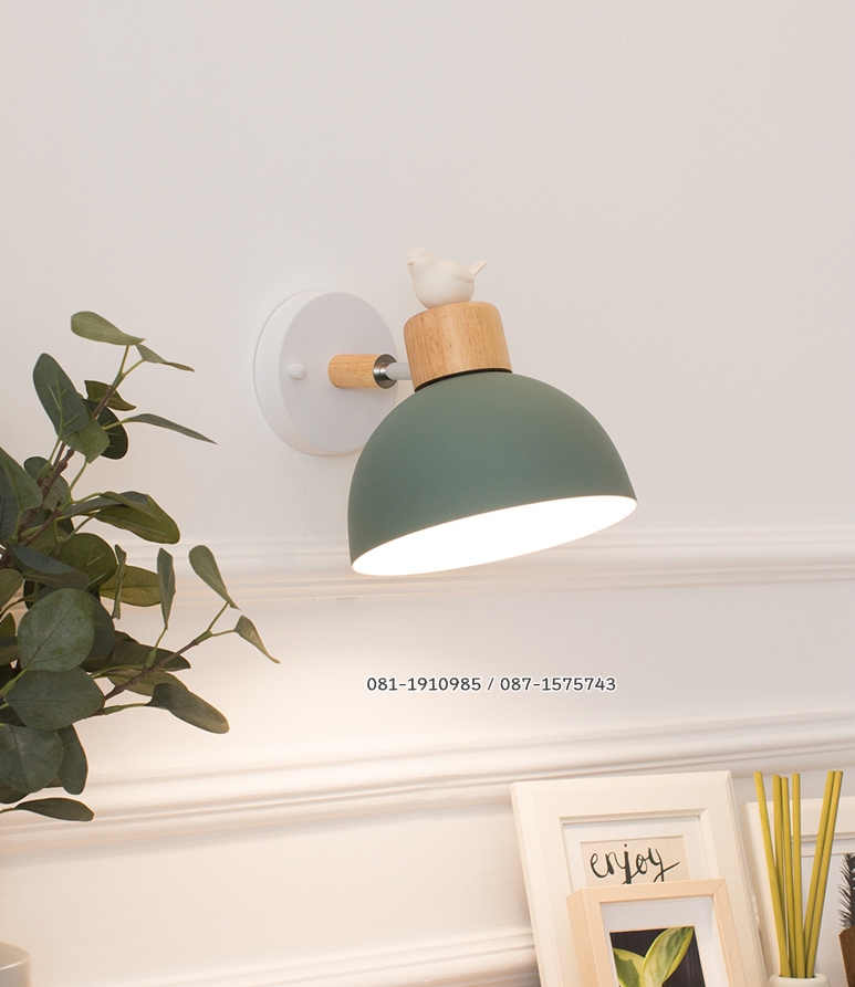 โคมไฟสไตล์นอดิก ถ้วยกลม หัวไม้