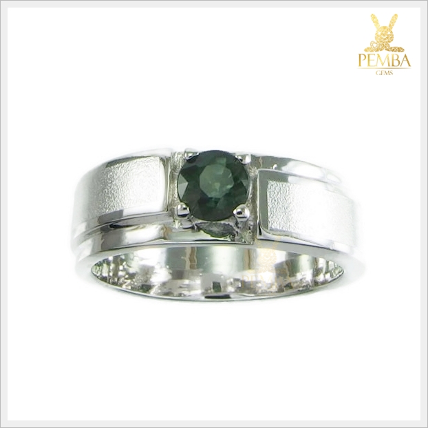 แหวนเขียวส่องแท้ เงินแท้925 ชุบทองคำขาว แหวนพลอยแท้