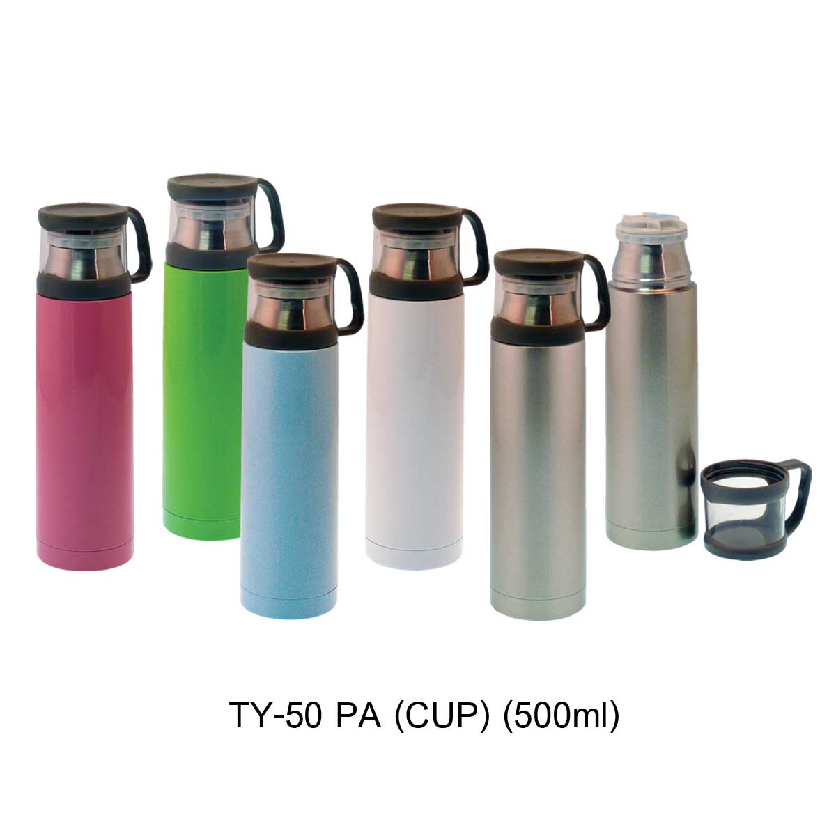 กระติกสเตนเลส กระติกน้ำร้อนเย็น ความจุ 500 ML ฝาปิดเป็นแก้วได้