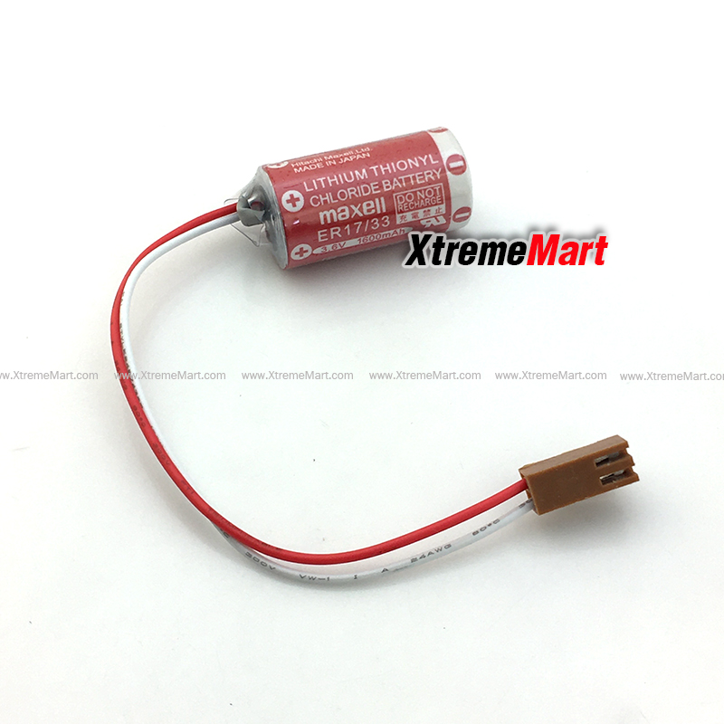 แบตเตอรี่ Maxell ER 17/33 Lithium Battery 3.6V 1600mAh มีสายและขั้วสีน้ำตาล (ก้อนละ)