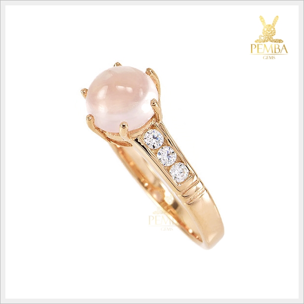 แหวนโรสควอตซ์แท้ ดีไซน์เรียบๆ ใส่ติดนิ้วน่ารักๆ