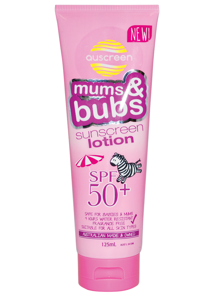 โลชั่นกันแดดพร้อมบำรุงผิวสำหรับคุณแม่และเบบี๋ auscreen รุ่น Mums & Bubs Sunscreen Tube Lotion SPF50+