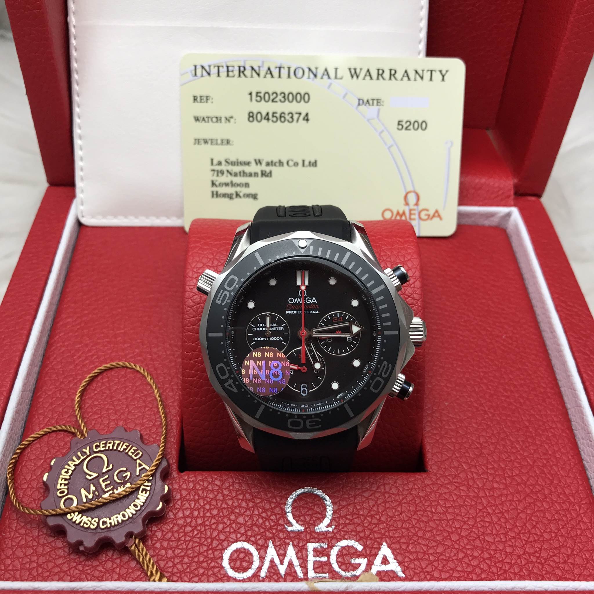 นาฬืกา Omega รุ่น Seamaster Chronograph America's Cup 2013 สีเงิน สายยางสีดำ