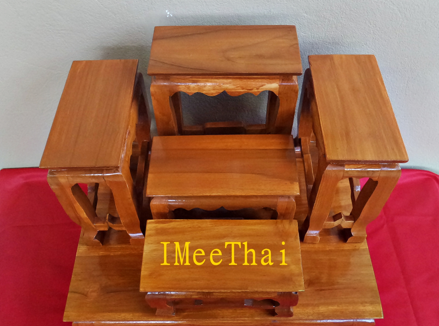 โต๊ะหมู่บูชา หมู่ 5 หน้า 4 (หน้า4x8) ไม้สักทอง