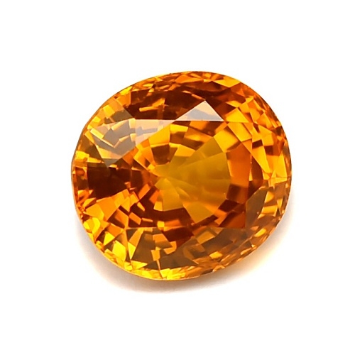 ***Rare Item Natural Ceylon Yellow Sapphire พลอยบุษราคัมซีลอน เผาเก่า รูปไข่ น้ำหนัก 8.39 กะรัต สีเหลืองส้มเกือบแม่โขง