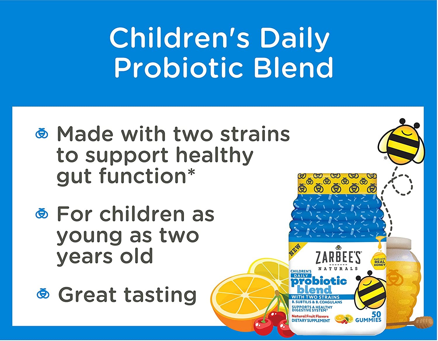 วิตามินโพรไบโอติกชนิดกัมมี่สำหรับเด็ก Zarbee's Naturals Children's Daily Probiotic Blend Gummies