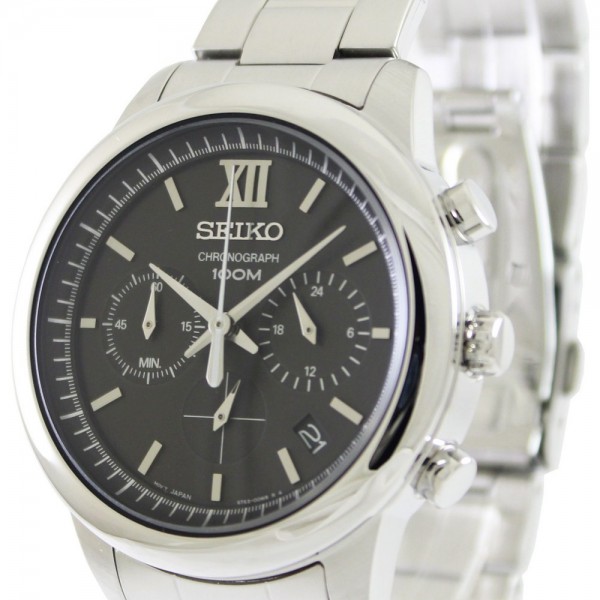 Seiko Chronograph Black Dial Stainless Steel Mens Watch SSB139P1
