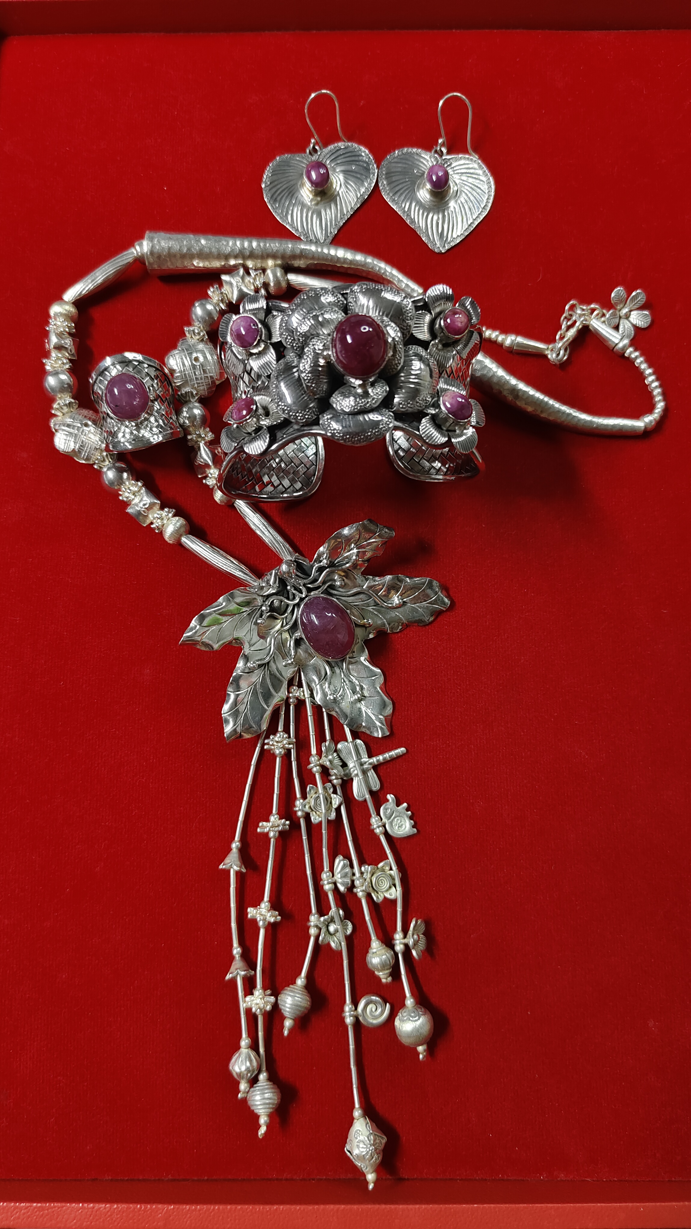 #ชุดเซ็ทเงินแท้ฝังทับทิมแท้