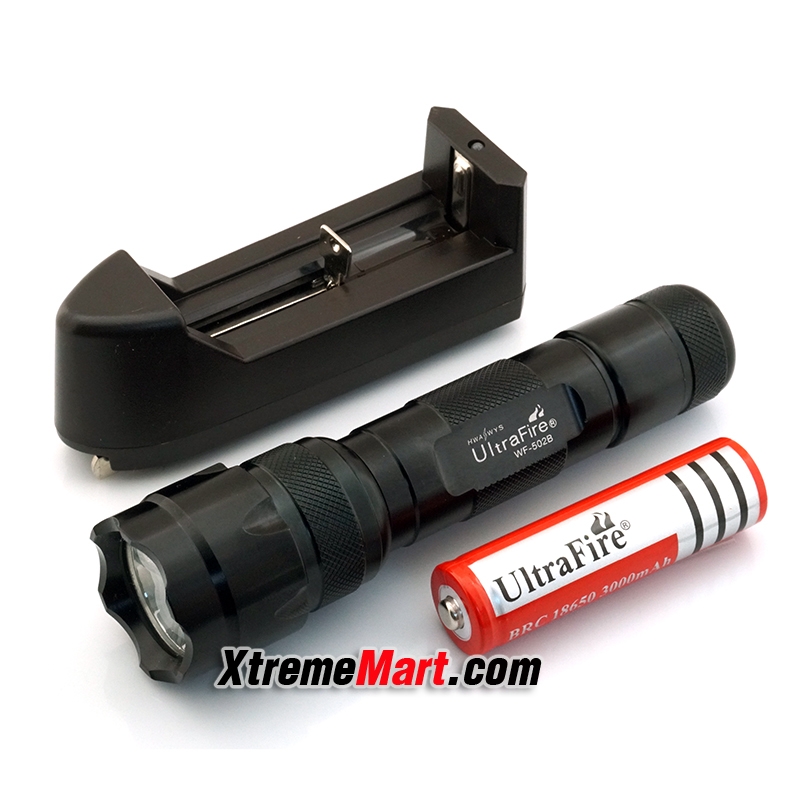 ชุดเซต ไฟฉาย UltraFire WF-502B 5 Modes หลอด XM-L2 U2 + แบต + เครื่องชาร์จ