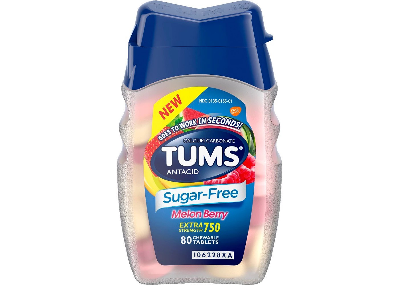 เม็ดเคี้ยวบรรเทาอาการกรดไหลย้อน TUMS Antacid Extra Strength 750 (Sugar-Free)