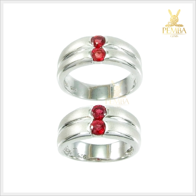 แหวนพลอยคู่รัก Ring of Love ฝังพลอยออเร้นแซฟไฟร์แท้