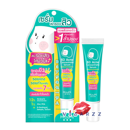 (หลอดเขียว) MizuMi B3 Acne Concentrate Serum 13g มิซึมิ บีทรี แอคเน่ คอนเซนเทรท เซรั่ม เซรั่มลดรอยสิวเนื้อเบาบาง สูตรวิตามินบี 3 เข้มข้น ลดรอยแดงรอยดำจากสิว
