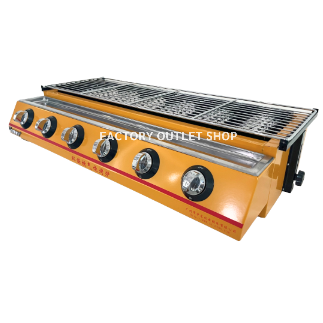 เตาปิ้งย่างใช้แก๊สไร้ควัน 6 หัวอินฟาเรด เตาปิ้ง เตาย่างใช้แก๊ส BBQ Oven