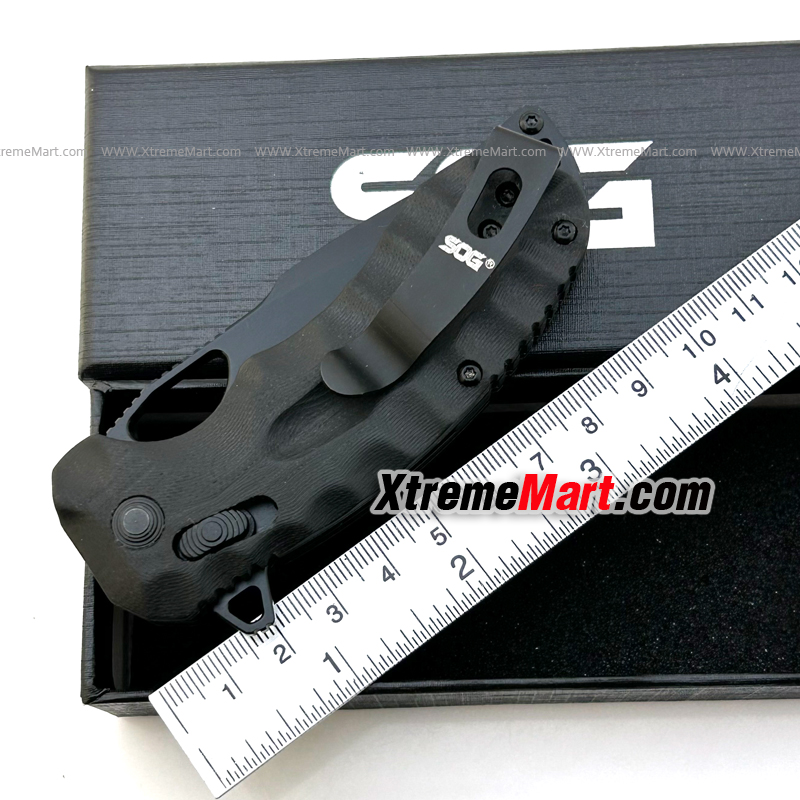 มีดพับ SOG Kiku XR CTS-XHP ใบสีดำ ด้ามสีดำ (Black) จุดหมุนตลับลูกปืน