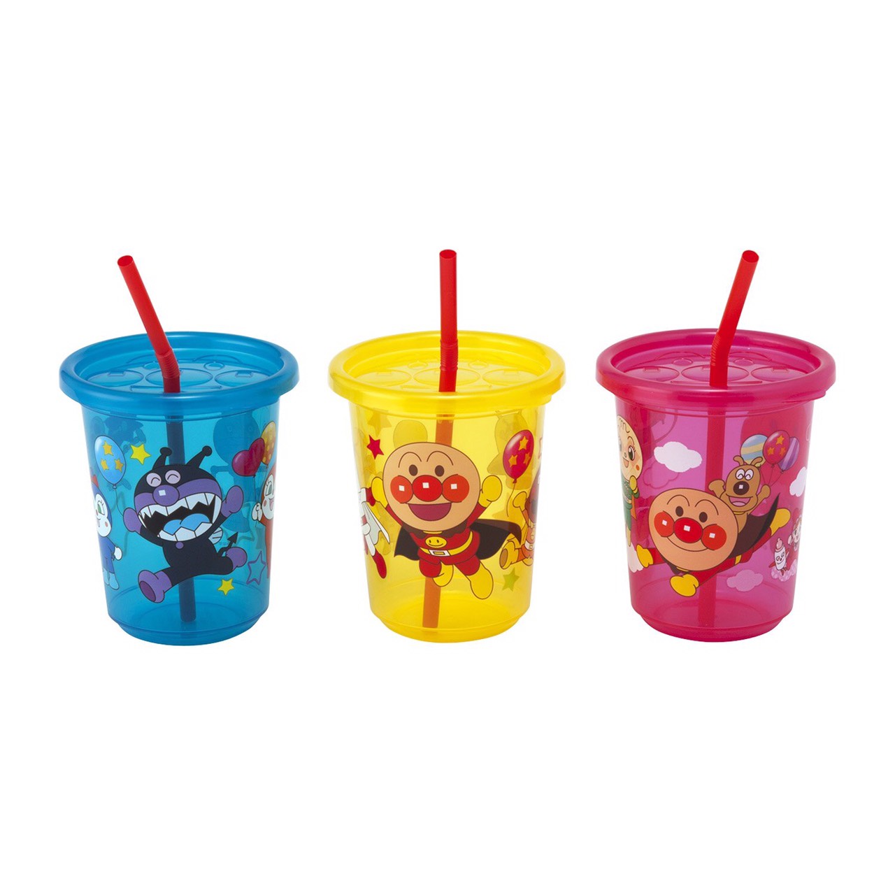 ชุดแก้วน้ำพร้อมฝาปิดและหลอดดื่มน้ำ Anpanman Anpanman Straw Cup Set (Pack of 3)