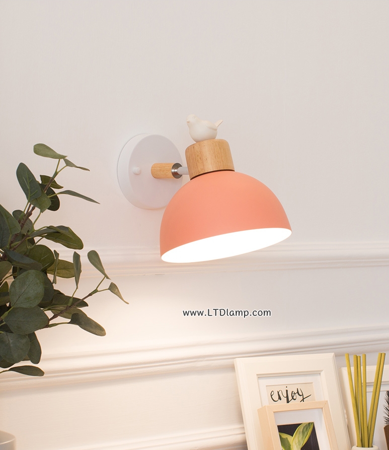 โคมไฟสไตล์นอดิก ถ้วยกลม หัวไม้