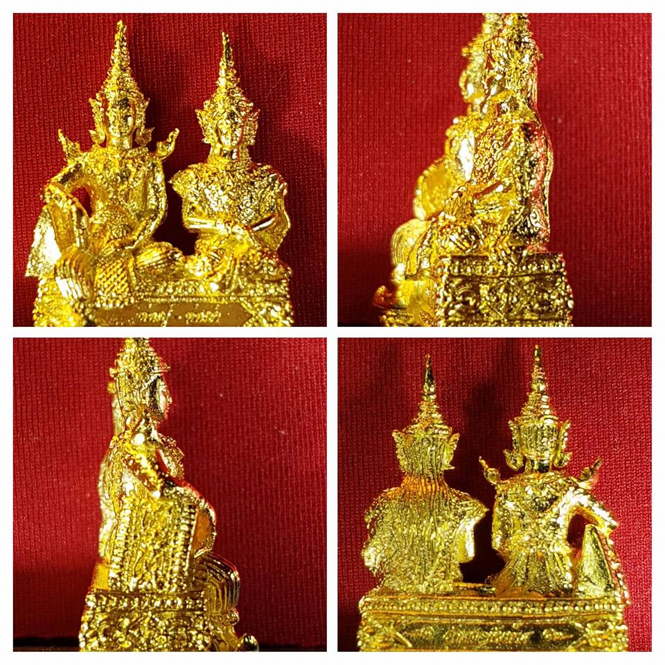 รูปหล่อ ท่านปู่-ท่านย่า (พระอินทร์และพระชายาท่านยาสุชาดา) หล่อโบราณ เนื้อมหาชนวนมวลสาร ชุปทอง ปี2559 #รับประกันแท้ - (ขนาดห้อยคอ พกพา พร้อมเลี่ยมกรอบผ่าหวาย)