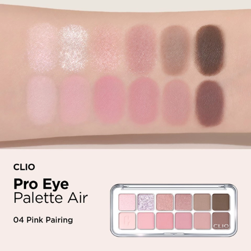 (#04 Pink Pairing) Clio Pro Eye Palette Air คลีโอ โปรอายพาเลทแอร์ อายแชโดว์พาเลท12 เฉดสี เนื้อแมต ชิมเมอร์ กลิตเตอร์ เนื้อเนียน เกลี่ยง่าย