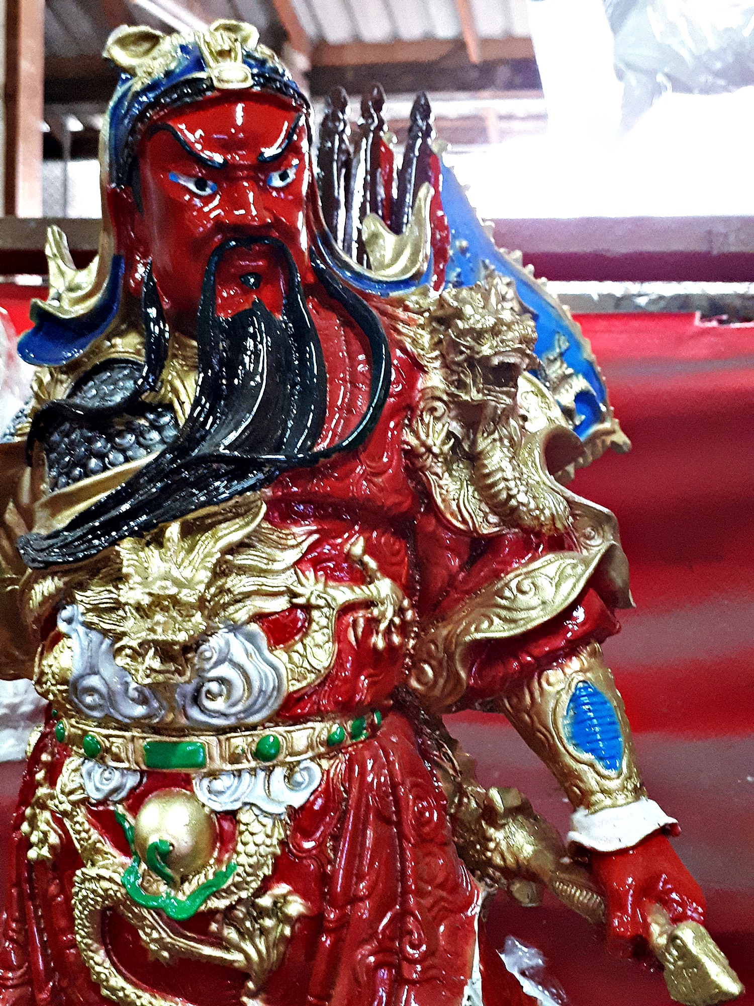 รูปหล่อ เทพเจ้า กวนอู ออกศึก ขนาดใหญ่ 22 นิ้ว