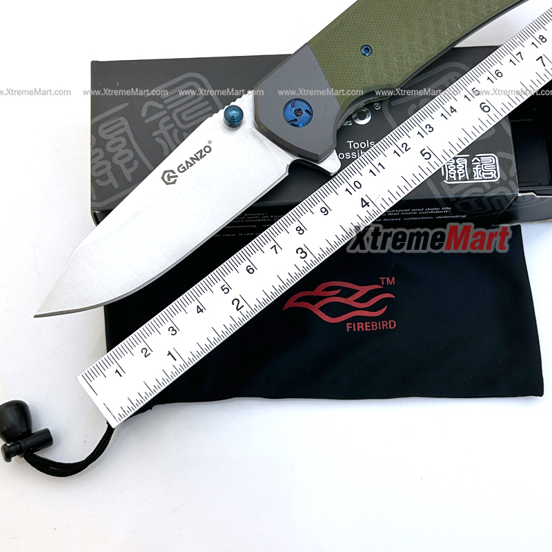 มีดพับ Ganzo 7491 Firebird G7491-GR ใบมีด 440C ด้าม G10 สีเขียว 58-60HRC Survival Camping มีดยุทธวิธี EDC (เล่มละ)