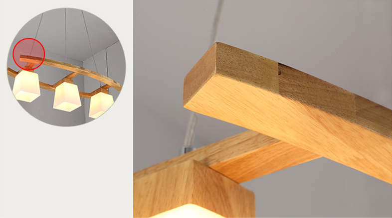 โคมไฟแขวนเพดาน 3 ดวง สไตล์ไม้โมเดิร์น [V136]