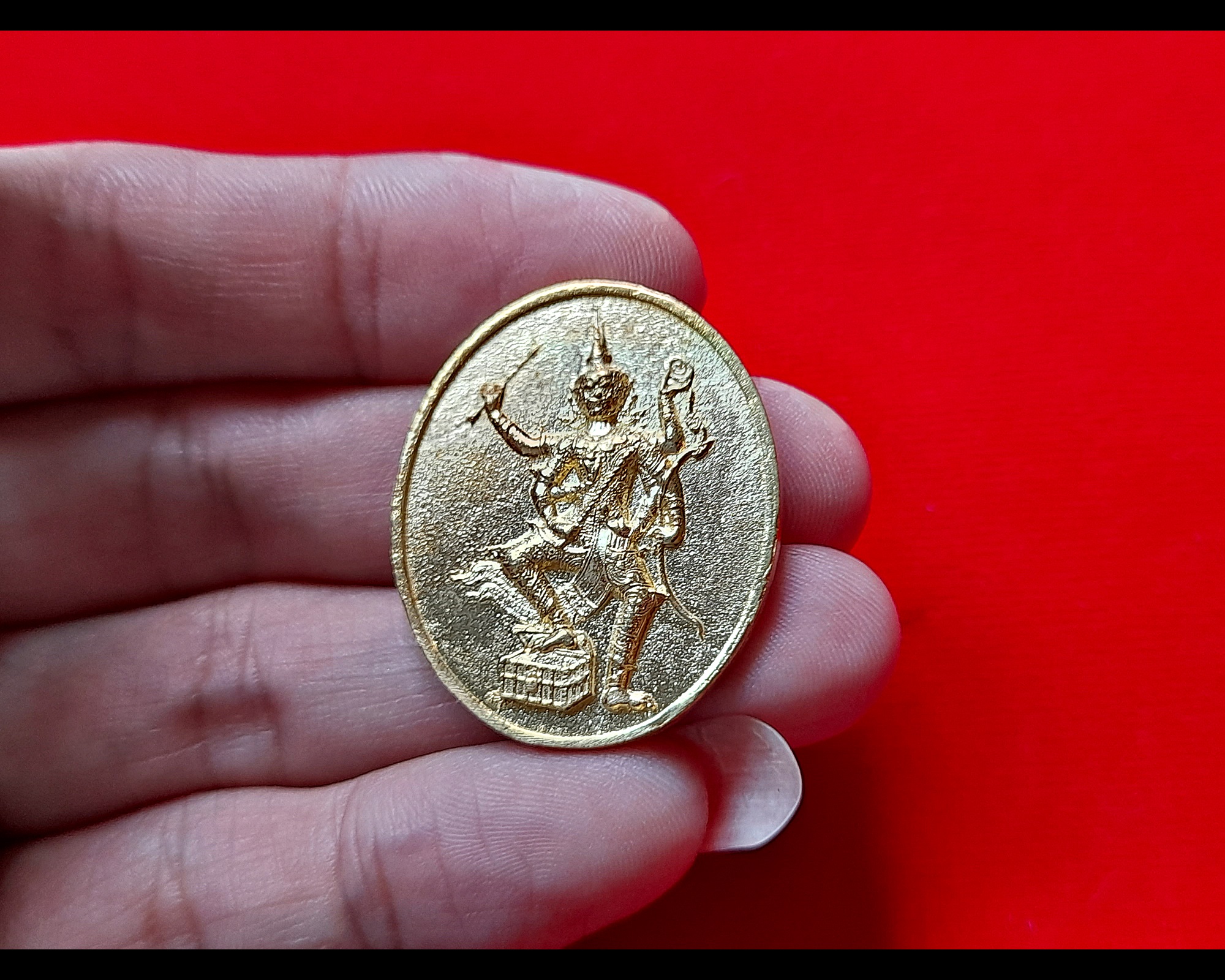 เหรียญ ท้าวเวสสุวรรณ 6กร เนื้อทองเหลือง ปี2564 (เทคนิคทำเหรียญเทหล่อแบบโบราณ) #รับประกันแท้