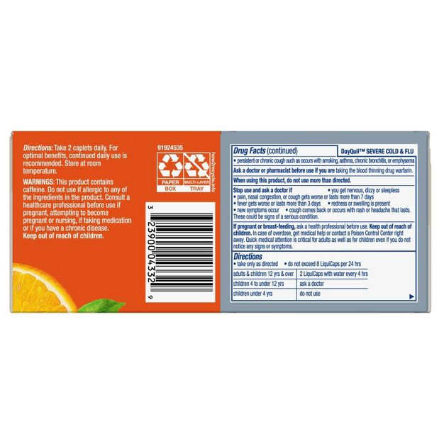 วิตามินบำรุงพร้อมยาบรรเทาอาการหวัด Vicks Super C + DayQuil SEVERE Cold & Flu Convenience Pack (52-Count)