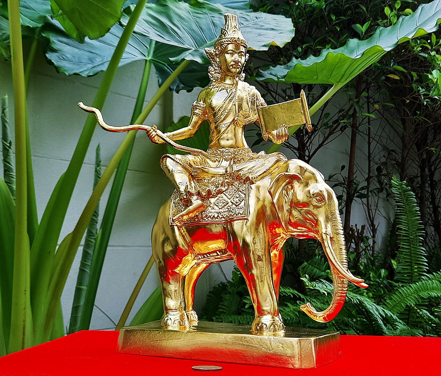 รูปหล่อ ปู่พระฤาษี ประทับทรงช้าง(พญาช้างสาร) ถือไม้เท้า กระดานชนวน (พระพฤหัสบดี แห่ง สติปัญญา บรมครูของทุกสรรพศาสตร์วิชา(เป็นหัวหน้าของปู่ฤาษี108ตน)) (ขนาดใหญ่ ตั้งบูชา สูง14นิ้ว ยาว9นิ้วครึ่ง ลึก4นิ้วครึ่ง) เนื้อโลหะทองเหลือง ปิดทองแท้ ปี2564 #รับประกันแ