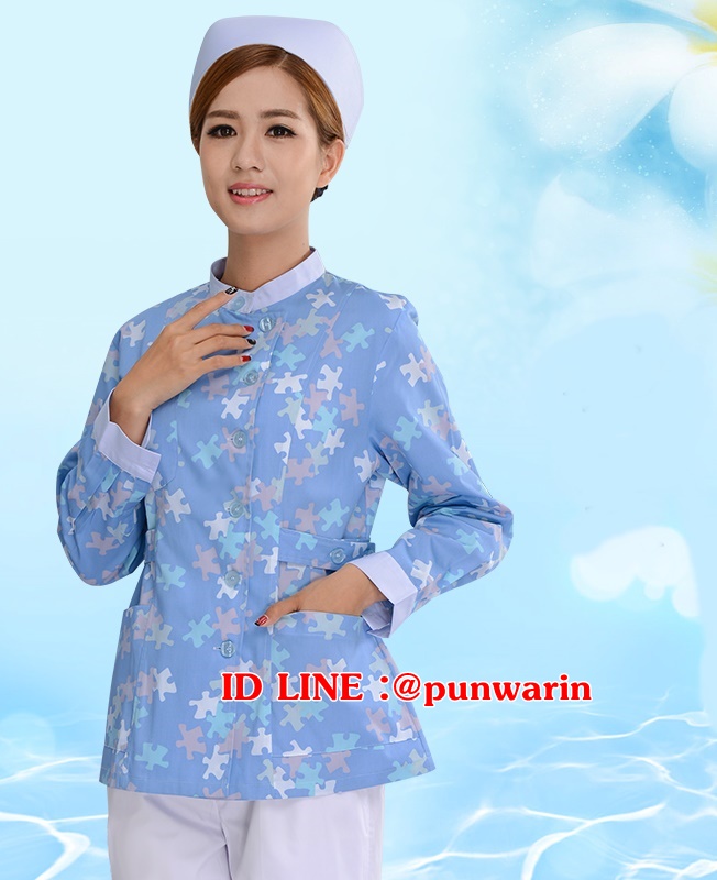ชุดฟอร์มพนักงานสำเร็จรูป ชุดหมอผ่าตัด ชุดพยาบาลห้องผ่าตัด ชุดพี่เลี้ยงเด็ก เนสเซอร์รี่ TK6304007 สีภาพ S-3XL