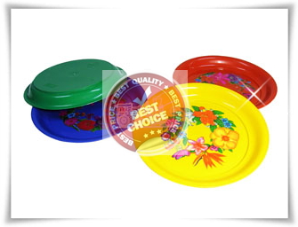 P07099 ถาดกลม พิมพ์ลายสีเข้ม (25*25*2.5 ซม.) 201 ราคาส่งต่อ 12 โหล:144 ใบ:เฉลี่ย 90 บาท/โหล
