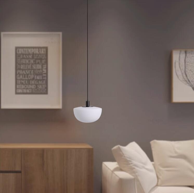 โคมไฟแขวนเพดานแก้วสีขาวด้านสไตล์ Italian ทรงครึ่งวงกลมกว้าง 35 CM [NE-9600]