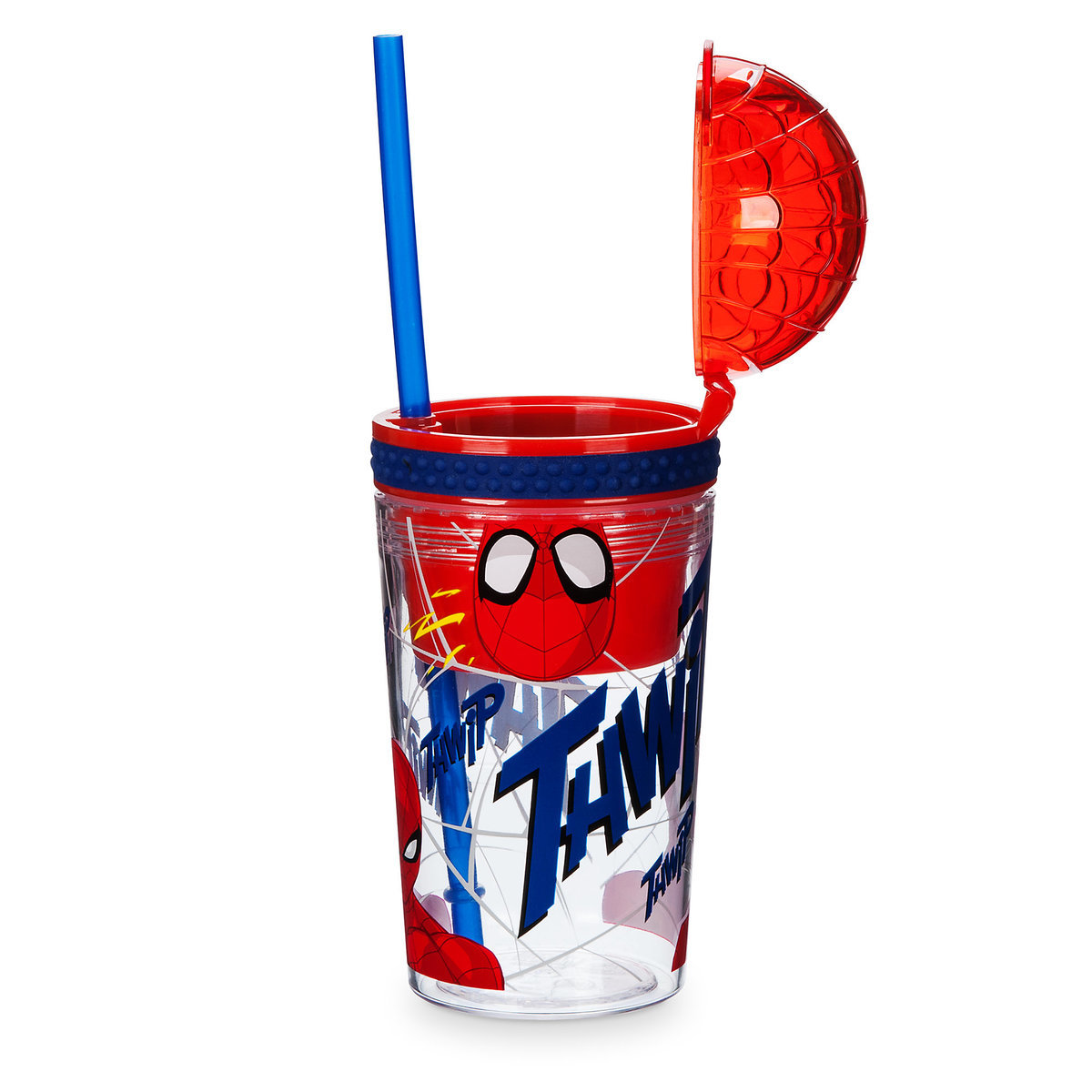 แก้วน้ำแบบหลอดดื่มสำหรับบรรจุเครื่องดื่มพร้อมของว่าง Disney Spider-Man Tumbler with Snack Cup and Staw - Disney Eats