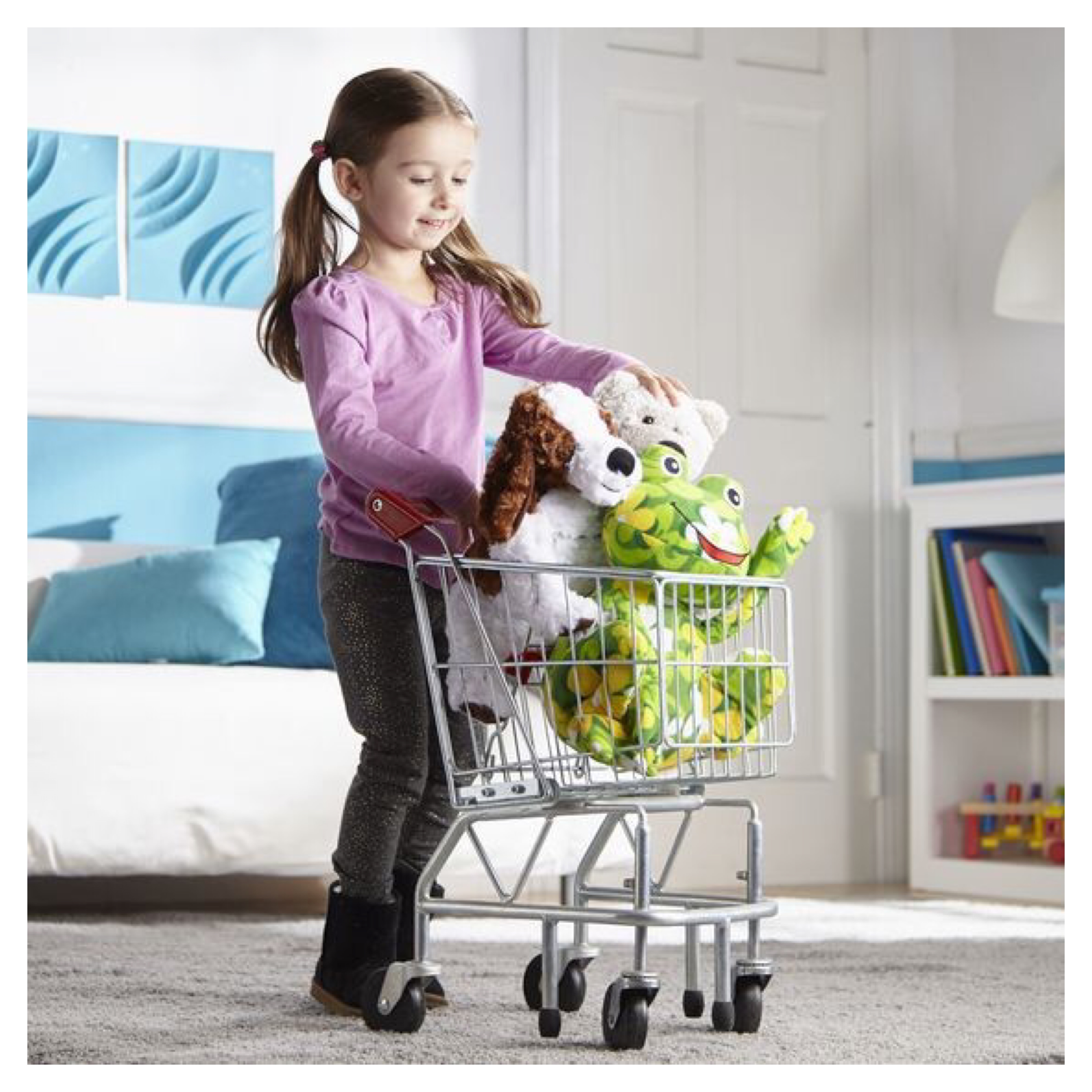 รถเข็นช็อปปิ้งสำหรับเด็ก Melissa & Doug Shopping Cart Toy - Metal Grocery Wagon