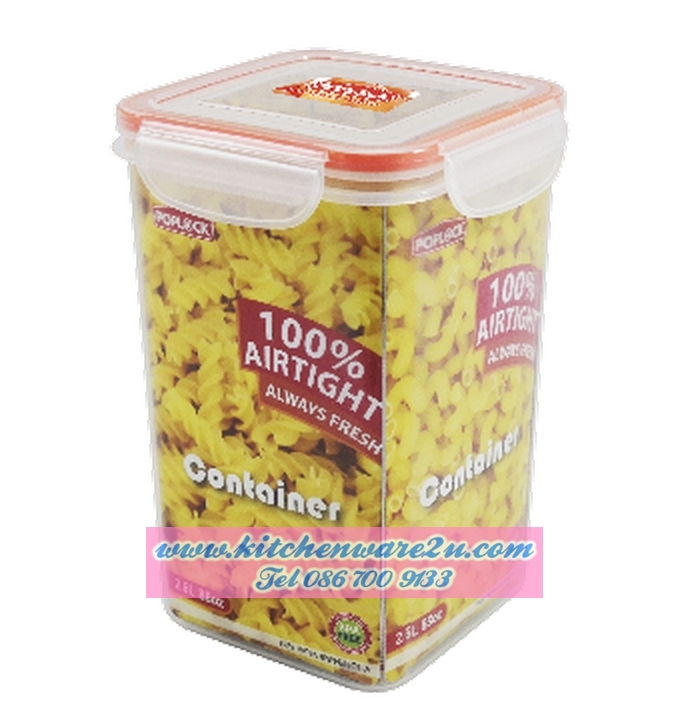 P09500 กล่องถนอมอาหารเหลี่ยม POP Lock 2.6 ลิตร (14 x 14 x 21 cm.) เกรดเอ อย่างดี No.9142L ราคาส่งต่อ 1 โหล: 12 ใบ (เฉลี่ย 70 บ/ใบ)