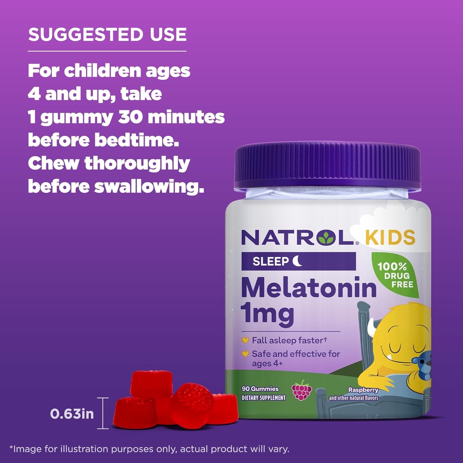 วิตามินเสริมการนอนหลับสำหรับเด็กชนิดกัมมี่ NATROL Kids Sleep Melatonin Gummies (90 Gummies)