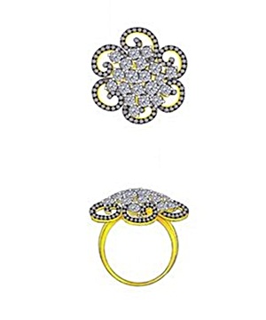 Diamond Ring แหวนพชรวินเทจ ทองคำ YG หนัก 11.27 กรัมเพชร 10 เม็ด หนัก 1.37 กะรัตเพชร 9 เม็ด หนัก 0.17 กะรัต เพชรล้อม 132 เม็ด หนัก 0.59 กะรัต