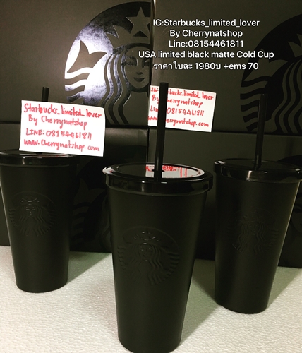 สายdark,สายเข้มไม่ควรพลาด Starbucks Cold Cup Stainless Steel Matte Black 16 ozหลอดพลาสติกดำ แก้วดำ