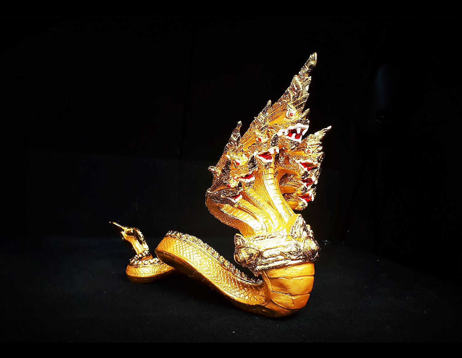 รูปหล่อ พญานาค อนันตนาคราช 7เศียร เลื่อย สีทอง เนื้อโลหะ (ปิดทอง ชุบทองด้าน ยาว14นิ้ว สูง11.5นิ้ว) (ขายปลีก ขายส่ง งานฝีมือสั่งทำหล่อ)