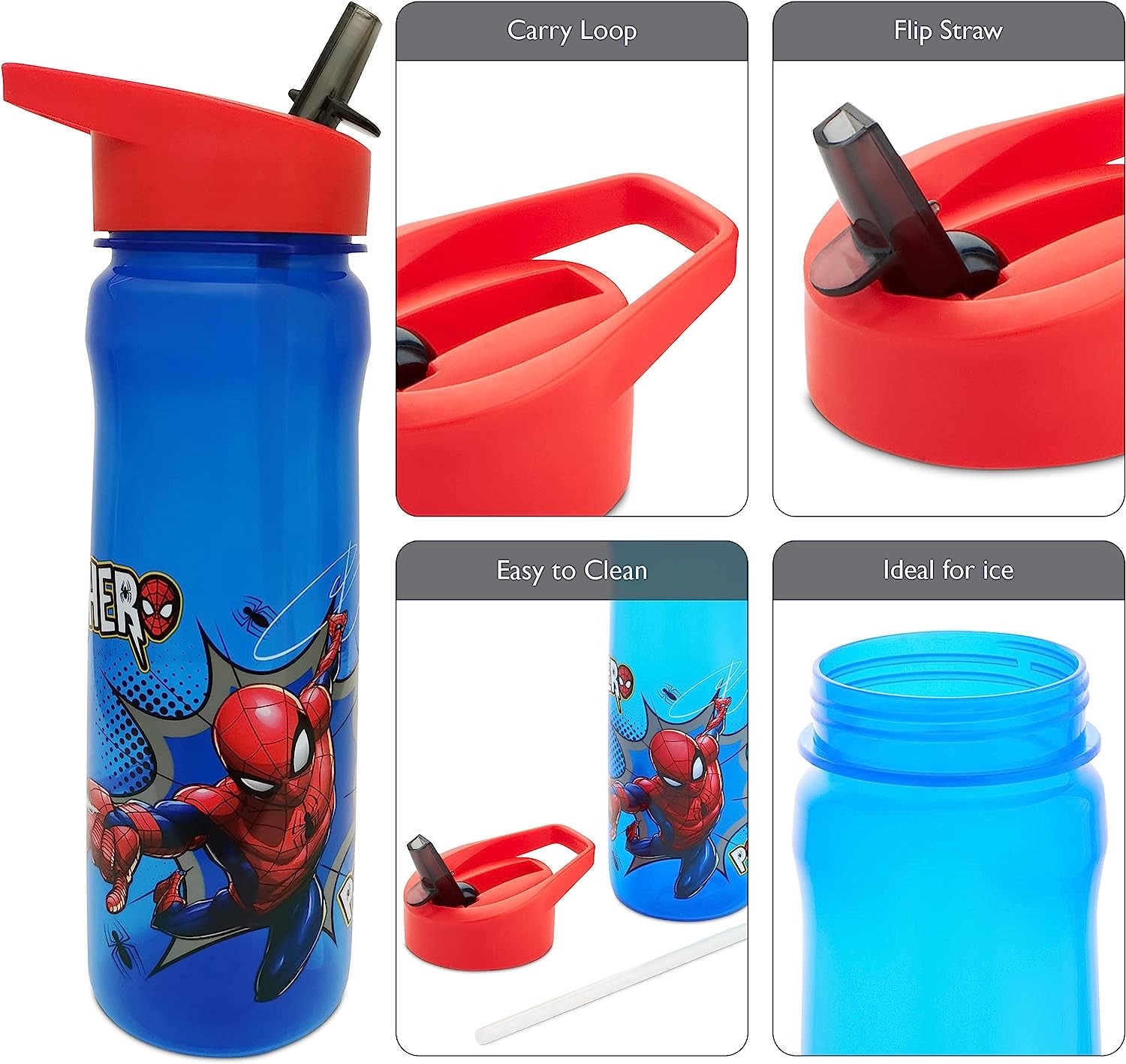 กระติกน้ำแบบหลอดดื่มสำหรับเด็ก DNC Mavel Spider-Man Sport Bottle 600ml